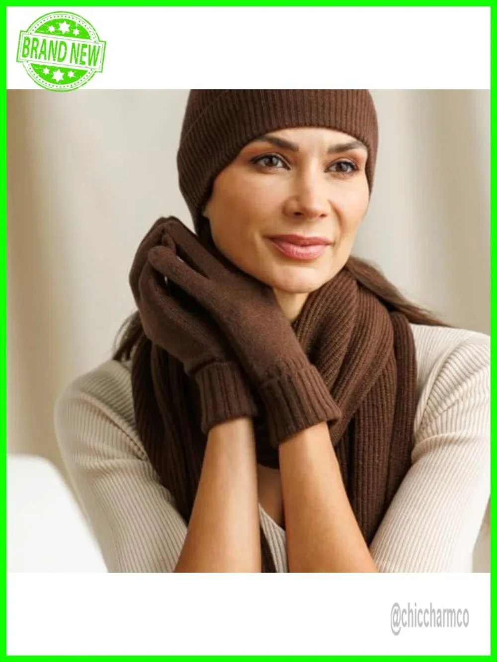 100% Pure Knit Ultra Plush Cashmere Gloves Ribbed Cuff
